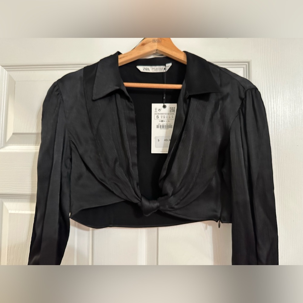 Zara satin cropped blouse